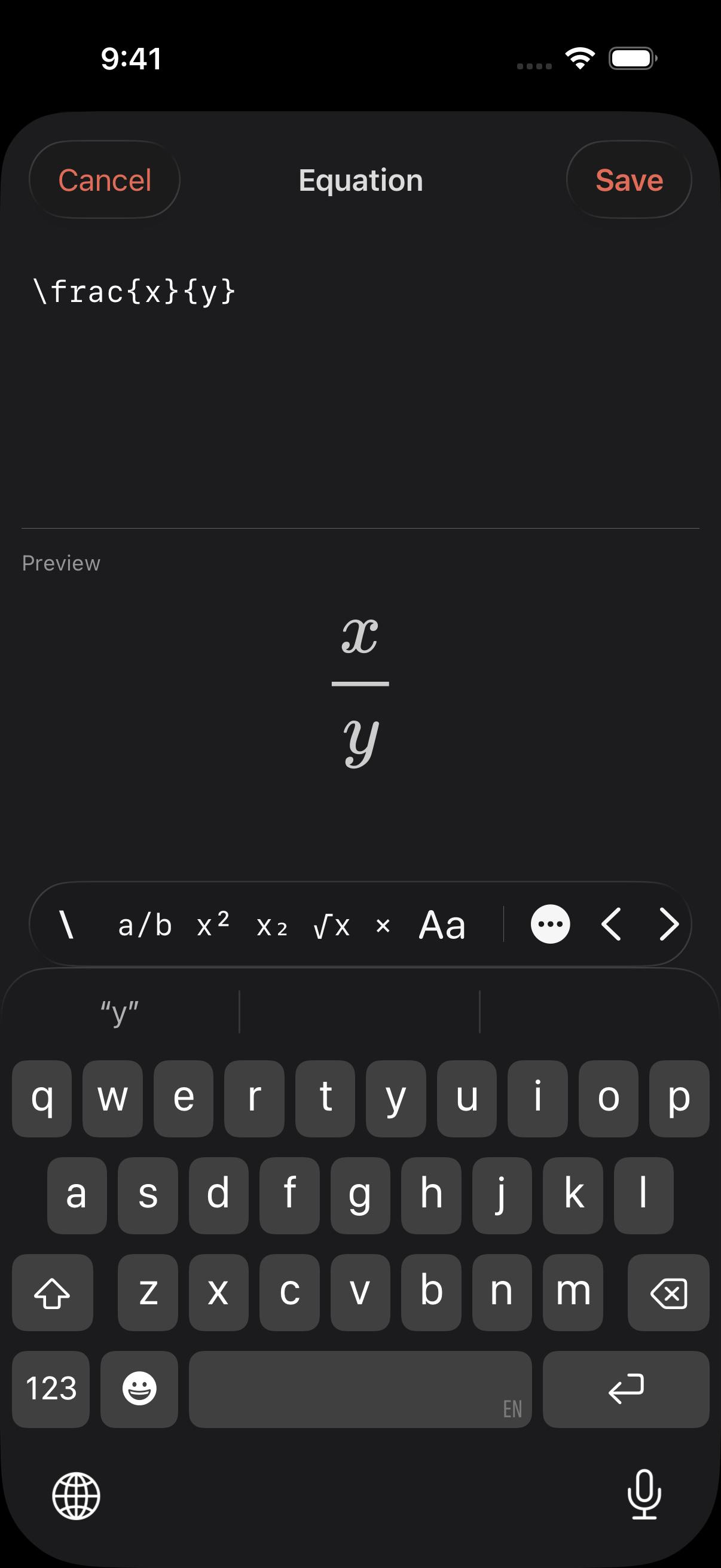 Editor de equações no iPhone