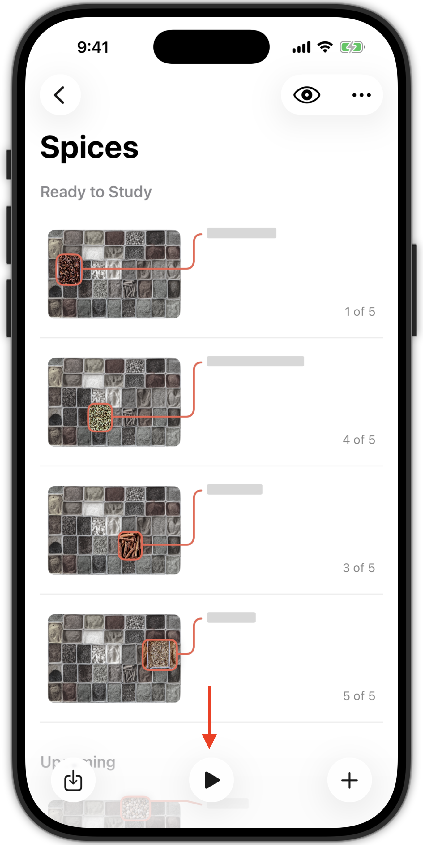 iPhone 上的学习按钮